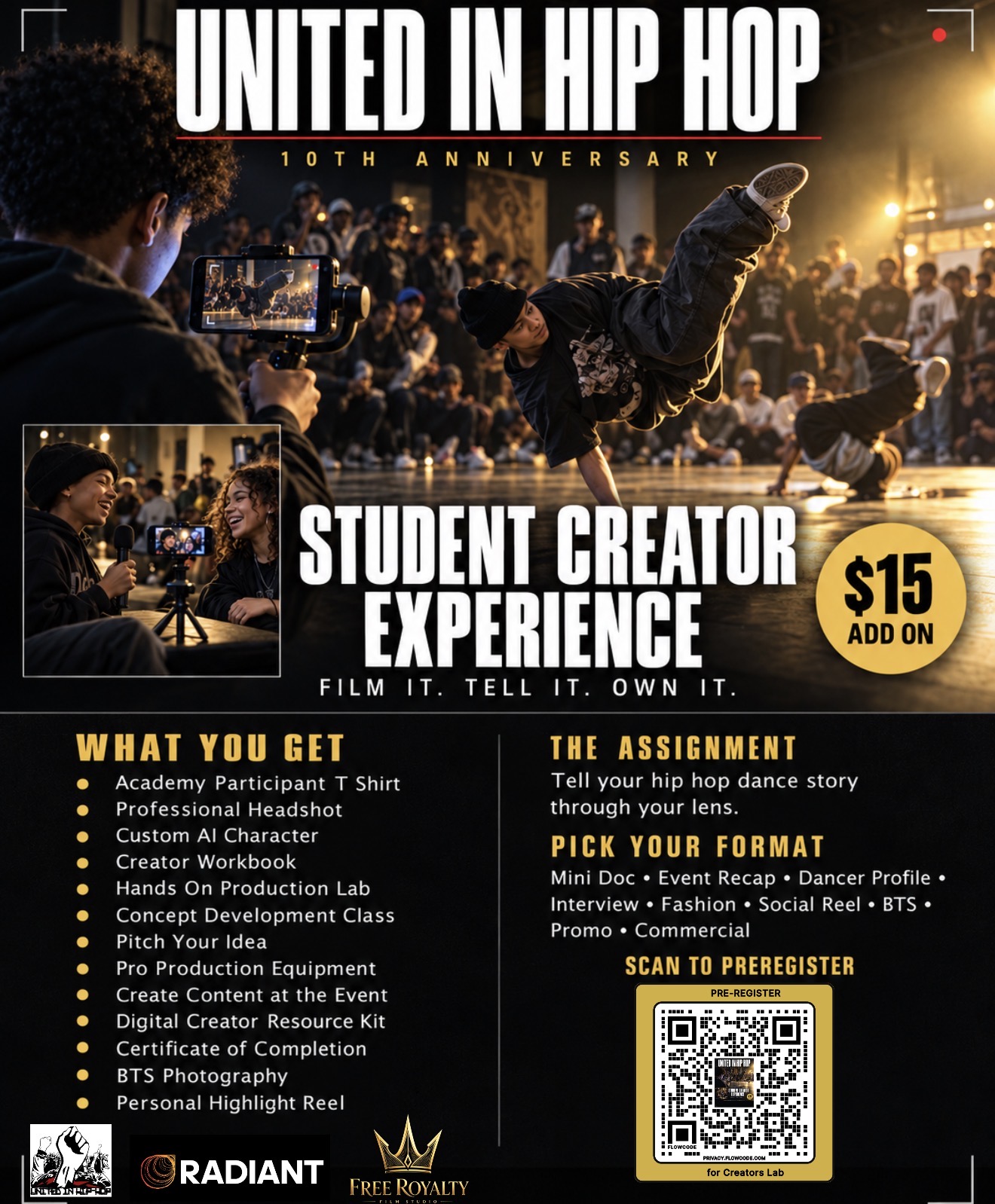 United In Hip Hop Student Creator Experience, a 15 dollar Free Royalty Academy add on