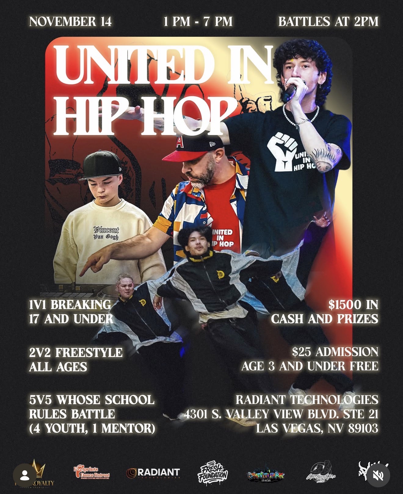 United In Hip Hop November 14 event flyer, Las Vegas, Nevada